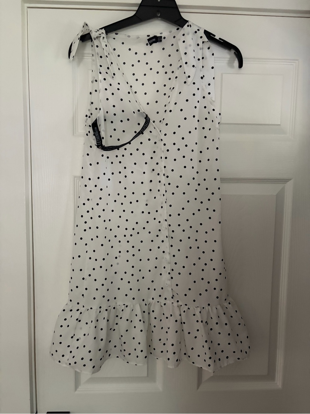 PrettyLittleThing White Dress with Black Polka Dots